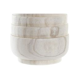 DKD Home Decor Macetero Decorativo de Estilo Boho en Madera de Paulownia Color Marrón 17x17x16 cm