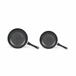 Livoo MEN124GR Juego de 2 Sartenes de Cocina Efecto Piedra Color Gris