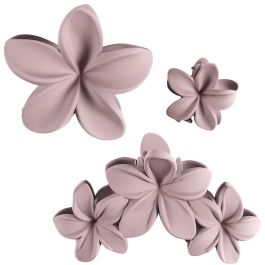 Cosmetic Club Juego de 3 Pinzas para el Pelo Surtidas: Flor Botón Crema/Marrón, Hibiscus Crema/Rosa Palo