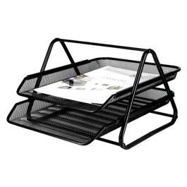 Q-connect Bandeja Sobremesa Metálica Rejilla gxa100 Negra 2 Bandejas Movibles 300x185x350 mm