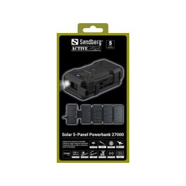 Sandberg Solar 5-Panel Powerbank 27000 mAh Cargador Portátil con Panel Solar Plegable