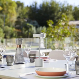 Lumisky ROBY GREY Lámpara de Mesa Inalámbrica H30 cm Aluminium Touch Gris Claro LED