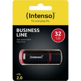 Intenso Memoria USB 32GB USB 2.0 Business Line Negro/Rojo - Velocidad Lectura 28MB/s, Escritura 6.5MB/s para Windows/Mac