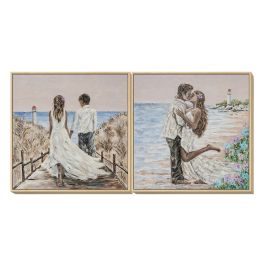 DKD Home Decor Cuadro Romántico Decoración Pareja Playa Multicolor Lienzo y PS 100x100x4 cm (2 Unidades) Precio: 112.50000047. SKU: B1DT45V6ZD