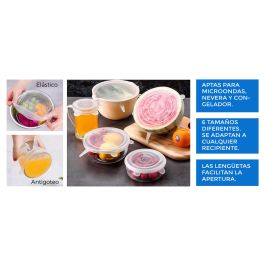 Quttin Set de 6 Tapas de Silicona Adaptables 25 cm Ancho x 26 cm Largo x 2 cm Alto (12 Unidades)