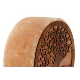 DKD Home Decor Lámpara de Sobremesa Sal del Himalaya y Acacia Árabe Árbol de la Vida Marrón Rosa 7x18x16 cm Bombilla E14 15W Incluida