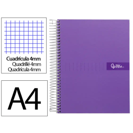 Liderpapel Cuaderno espiral A4 Crafty tapa forrada 80h 90gr cuadro 4mm con margen color violeta Precio: 17.5000001. SKU: B1472QSBPK
