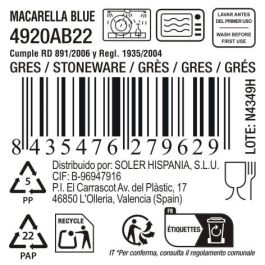 Fuente Oval Macarella Blue 33x14.8x2.7 cm - Inde (12 Unidades) Fuente Oval Macarella Blue 33x14.8x2.7 cm - Inde (12 Unidades)