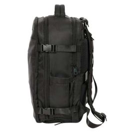 Safta Mochila de Viaje Cabina para Portátil 15,6" Real Madrid Negro con Conector USB y Zapatillero