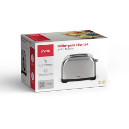 Livoo Tostadora DOD196 de 2 rebanadas, 850 W, acero inoxidable, termostato con 7 niveles regulables