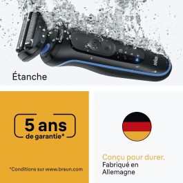Braun BRA8700216647229 Afeitadora Eléctrica Serie 5 Negra y Azul - Batería 50 min, Carga Rápida 5 min