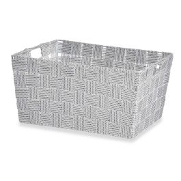Kipit Cesta Tela Cónica Rectangular con Asas Mediana Blanca 30 cm x 14 cm x 20 cm (Set de 18)