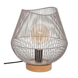 Atmosphera Lámpara de Sobremesa Colección Jena Gris Casquillo E27 Máx. 40W Ø26 x 28 cm de Metal y Haya Precio: 21.49999995. SKU: S7910457
