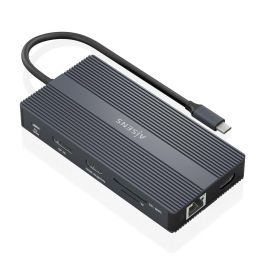 AISENS - USB-C DOCK 12 EN 1, USB-C A 2xHDMI, 1xDISPLAYPORT, 1xRJ45, 4xUSB-A, 1xUSB-C, 1xUSB-C PD, 1xSD, 1xMICRO SD, GRIS, 20CM Precio: 47.49999958. SKU: B1G3QM4FA9