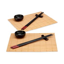 Set Sushi Cerámica y Bambú Kinvara 8 Piezas - 16.5x3x30 cm, Negro/Natural (12 Unidades) Set Sushi Cerámica y Bambú Kinvara 8 Piezas - 16.5x3x30 cm, Negro/Natural (12 Unidades)