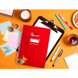 Liderpapel Cuaderno Espiral A4 Pautaguía Tapa Blanda 80 Hojas 75gr Cuadro Pautado 4mm Rojo