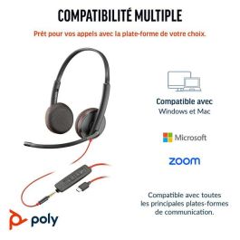 Poly C3225 Auriculares Stereo USB-C con Micrófono Flexible para Oficina y Empresa - Serie Blackwire 3200 de Diseño Elegante y Audio Calidad