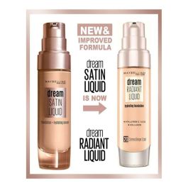 Maybelline DREAM RADIANT LIQUID Base Maquillaje Sérum Ácido Hialurónico Colágeno Acabado Satinado #3 True Ivory 30 ml