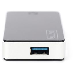 Digitus Hub USB 3.0 de 4 Puertos con Adaptador de Corriente, Negro