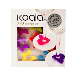 Koala Set 8 Identificadores de Copas Star de Plástico Multicolor 12,8x5x13,7 cm, Fácil Limpieza, Higiénico y Duradero, Fabricado en España