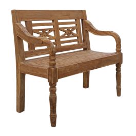 DKD Home Decor Banco Balines Teca Maciza 45 x 90 x 100 cm