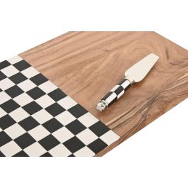 DKD Home Decor Tabla de Cortar Moderna, Set de 4, Blanco, Negro y Natural, Madera Acacia, Inox y Resina, 38x20x1.5 cm