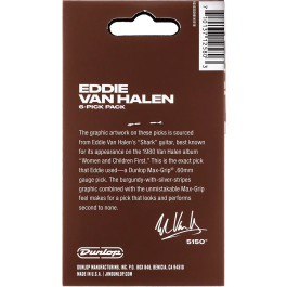 Dunlop Púas Signature Evh Max Grip Shark 60 Mm - Pack 6 Unidades