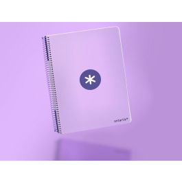 Cuaderno Espiral Antartik A4 Micro Tapa Dura 80H 100 gr Cuadro 5 mm Sin Bandas 4 Taladros Color Lavanda