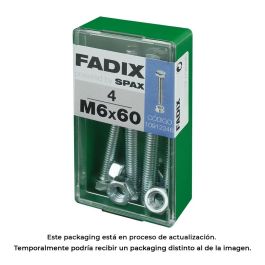 Fadix Tornillo Métrico Cabeza Hexagonal + Tuerca Zinc M6x60mm - Caja de 4 Unidades Precio: 2.50000036. SKU: S7913719
