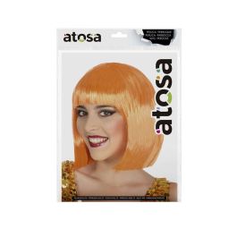 Peluca Corta Naranja Lisa con Flequillo de 100g para Disfraces, Anime y Fiestas Temáticas