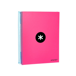Antartik Cuaderno Espiral A4 Micro Antartik Tapa Forrada 120 Hojas 90 Gr Liso Con Bandas 4 Taladros Rosa Fluor