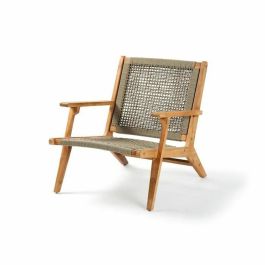 Sillón Bajo Merida Individual de Madera Acacia con Certificación FSC y Resina Trenzada - Color Verde Oliva - 81x67x71 cm