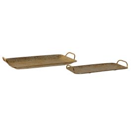 DKD Home Decor Bandeja Decorativa Árabe de Metal Dorado, 55.5 cm Ancho x 28.5 cm Largo x 7.5 cm Alto, Set de 2 Piezas Precio: 24.89000008. SKU: B16KD68CGD
