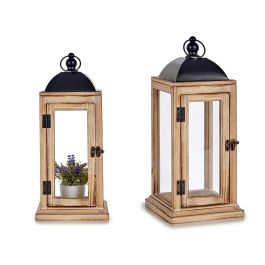 Farol Madera Natural Rectangular Mediano Giftdecor 18X43CM (6 Unidades) Precio: 85.49999997. SKU: B143HL3YM9