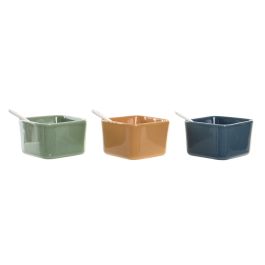 DKD Home Decor Aperitivo Scandi de Bambú y Porcelana, Set de 8 Piezas, Multicolor Natural, 30x30x6 cm, Apto Microondas y Lavavajillas