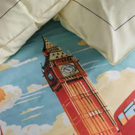 Today TOD3574641268510 Juego de Cama para 2 Personas 240x220 cm Algodón Estampado Londres Blanco Roto