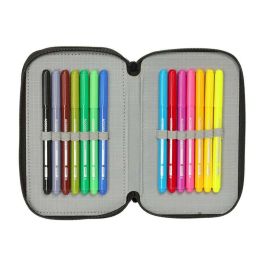 Estuche Escolar con Accesorios Spider-Man Attack Negro 12,5 x 19,5 x 5,5 cm 37 Piezas