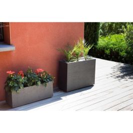 EDA PLASTIQUE Caja de flores Muret Loft Graphit 46 L - Anti-UV, Doble Pared, Retención de Agua, 78.5x29.5x60 cm Gris Antracita