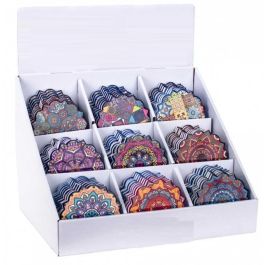 DKD Home Decor Posavasos Mediterráneo Diseño Azulejos Dolomite y Corcho Multicolor 10.8x10.8x0.7 cm Pack 72 Unidades Surtido Aleatorio