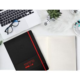 Cuaderno Con Gomilla Antartik Notes Tapa Dura A4 Hojas Cuadricula Negro Y Rojo 100 Hojas 80 gr Fsc