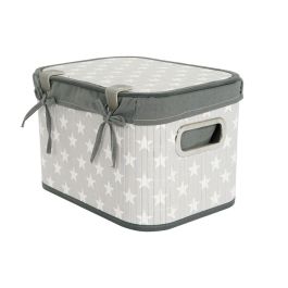 Juego de Cestas DKD Home Decor Blanco Gris Bambú Madera MDF Estrellas 51 x 35 x 33 cm