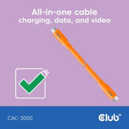Club3D 240W.20Gbps Cable USB-C Lifestyle PD 240W 20Gbps 2m Naranja St/St