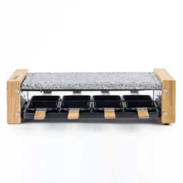Hkoenig HKO3760124955293 Raclette/Grill para 8 personas, 1200W, superficie de cocción 38x19,5 cm, diseño de madera