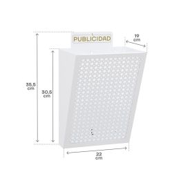 Arregui e2304 Cesta de publicidad clásica de acero blanca para exterior, 7,5 L, 22 x 19 x 35,5 cm