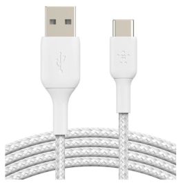 Belkin CAB002BT3MWH Cable USB-A a USB-C Trenzado 3m Blanco, Carga 15W, Sincronización, Duradero