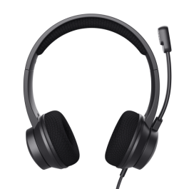 Trust Auriculares Ayda Estéreo con Micrófono, Cancelación de Ruido Ambiental, Cable USB, Negro