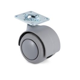 Q&Q Rueda Giratoria Onixa Aro de Goma Plástico Gris Ø50mm para Muebles