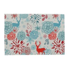 DKD Home Decor Mantel Individual Navideño Moderno con Diseño Reno y Flores Azul Celeste Rojo 45x30 cm Pack 12 Unidades Poliéster Precio: 13.1043. SKU: B1J6ZEEZFA