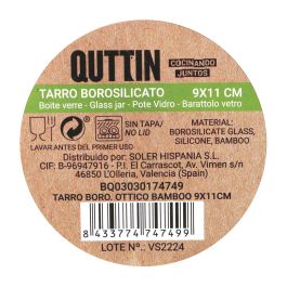 Quttin Tarro Boro Ottico Bamboo, 9x9x11.5 cm, 500 ml (12 Unidades)