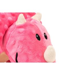 Gloria Peluche Para Perro Yamata, Dinosaurio Juguete Mullido con Sonido (Squeaker) y Texturas 3D, Poliéster, Color Rosa